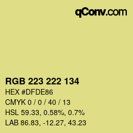 Color code: RGB 223 222 134 | qconv.com