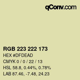 Color code: RGB 223 222 173 | qconv.com