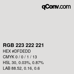 Código de color: RGB 223 222 221 | qconv.com