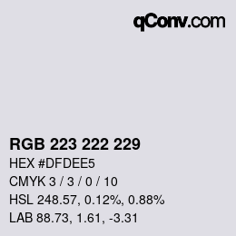 Color code: RGB 223 222 229 | qconv.com