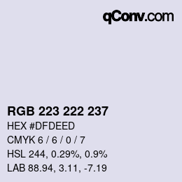 颜色代码: RGB 223 222 237 | qconv.com