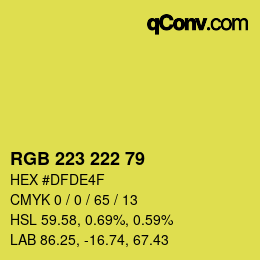 Color code: RGB 223 222 79 | qconv.com
