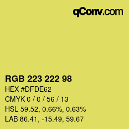 Color code: RGB 223 222 98 | qconv.com