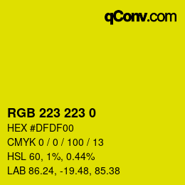 Color code: RGB 223 223 0 | qconv.com