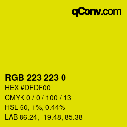 Color code: RGB 223 223 0 | qconv.com