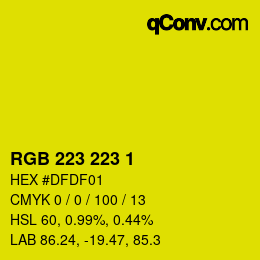 Color code: RGB 223 223 1 | qconv.com