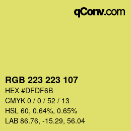 Color code: RGB 223 223 107 | qconv.com