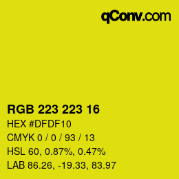 Color code: RGB 223 223 16 | qconv.com