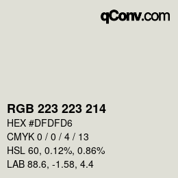 颜色代码: RGB 223 223 214 | qconv.com