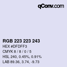 Color code: RGB 223 223 243 | qconv.com