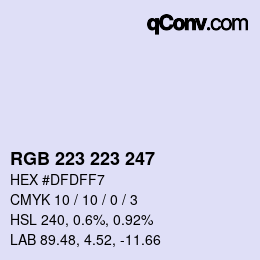 Color code: RGB 223 223 247 | qconv.com