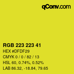 Color code: RGB 223 223 41 | qconv.com
