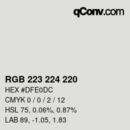 Color code: RGB 223 224 220 | qconv.com
