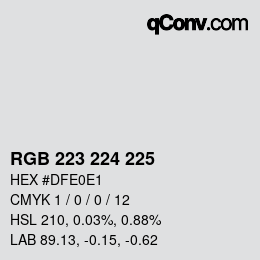 Color code: RGB 223 224 225 | qconv.com