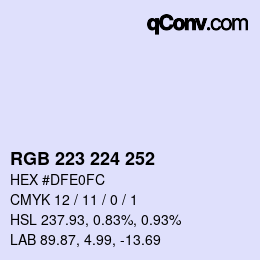 Color code: RGB 223 224 252 | qconv.com
