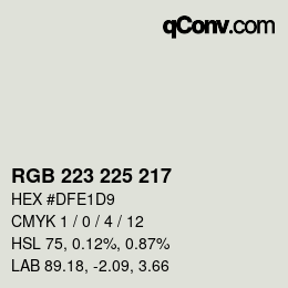 Color code: RGB 223 225 217 | qconv.com