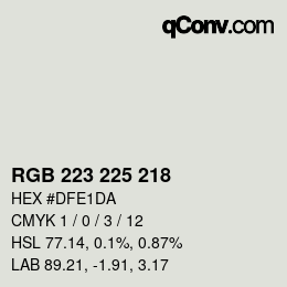 Color code: RGB 223 225 218 | qconv.com