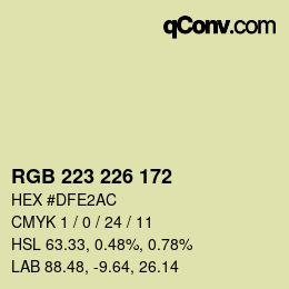 Color code: RGB 223 226 172 | qconv.com