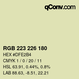 Color code: RGB 223 226 180 | qconv.com