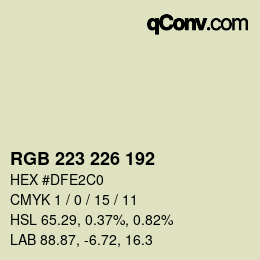 Color code: RGB 223 226 192 | qconv.com