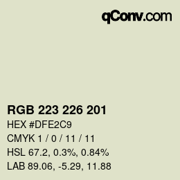 Color code: RGB 223 226 201 | qconv.com