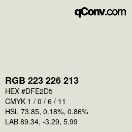 Color code: RGB 223 226 213 | qconv.com