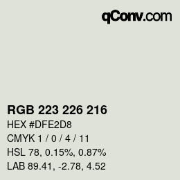 Color code: RGB 223 226 216 | qconv.com