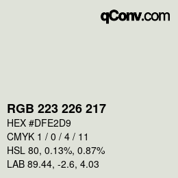Color code: RGB 223 226 217 | qconv.com