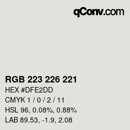 Código de color: RGB 223 226 221 | qconv.com