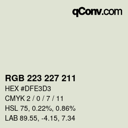 Color code: RGB 223 227 211 | qconv.com