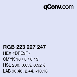カラーコード: RGB 223 227 247 | qconv.com