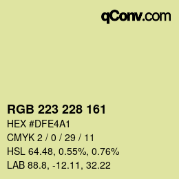 Color code: RGB 223 228 161 | qconv.com
