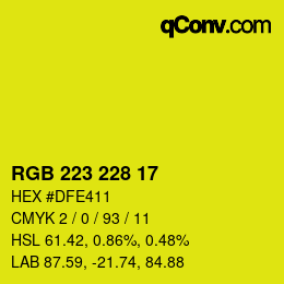 Color code: RGB 223 228 17 | qconv.com