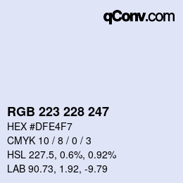 Color code: RGB 223 228 247 | qconv.com