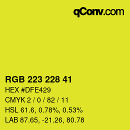 Color code: RGB 223 228 41 | qconv.com