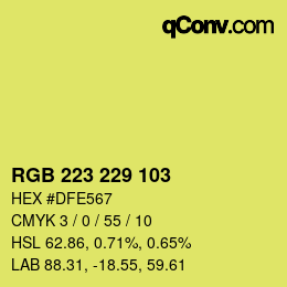 Color code: RGB 223 229 103 | qconv.com