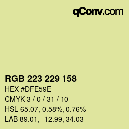 Color code: RGB 223 229 158 | qconv.com