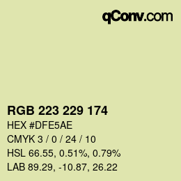 Color code: RGB 223 229 174 | qconv.com