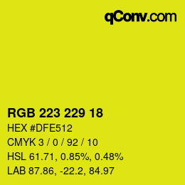 Color code: RGB 223 229 18 | qconv.com