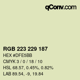 Color code: RGB 223 229 187 | qconv.com