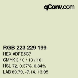 Color code: RGB 223 229 199 | qconv.com