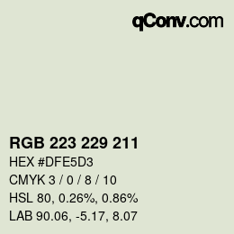 Color code: RGB 223 229 211 | qconv.com