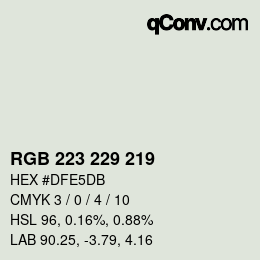 Color code: RGB 223 229 219 | qconv.com