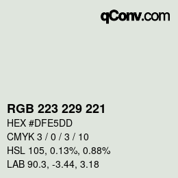 カラーコード: RGB 223 229 221 | qconv.com