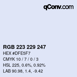 Color code: RGB 223 229 247 | qconv.com