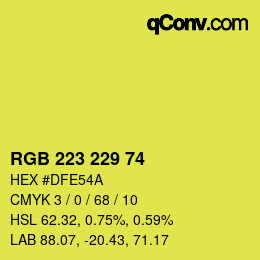 Color code: RGB 223 229 74 | qconv.com