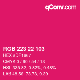 Color code: RGB 223 22 103 | qconv.com