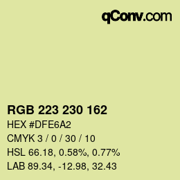 Color code: RGB 223 230 162 | qconv.com