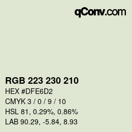 Código de color: RGB 223 230 210 | qconv.com