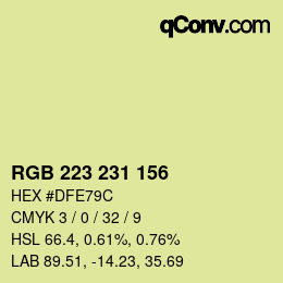 Color code: RGB 223 231 156 | qconv.com